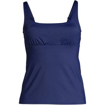 Lands' End Women's Plus Size DD-Cup Chlorine Resistant Square Neck Underwire Tankini Top Swimsuit Adjustable