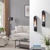Danya B Wall Mount Hugging Metal Candle Sconces with Glass Inserts - (Set of 2) - Black - 2 of 4