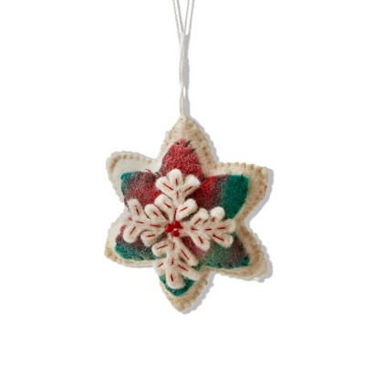 TAG Multicolor Tie-Dye Felt Snowflake Ornament - Wool Christmas Tree Decoration, 1.5" H x 4" L x 3.5" W, Dust Clean