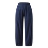Linen Pants Women Wide Leg Palazzo Summer Flowy Pants Beach Vacation Clothes Elastic Waist Travel Trousers with Pockets - 2 of 3