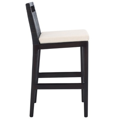 Darin Dark Brown Wood Counter Stool with White Cushion