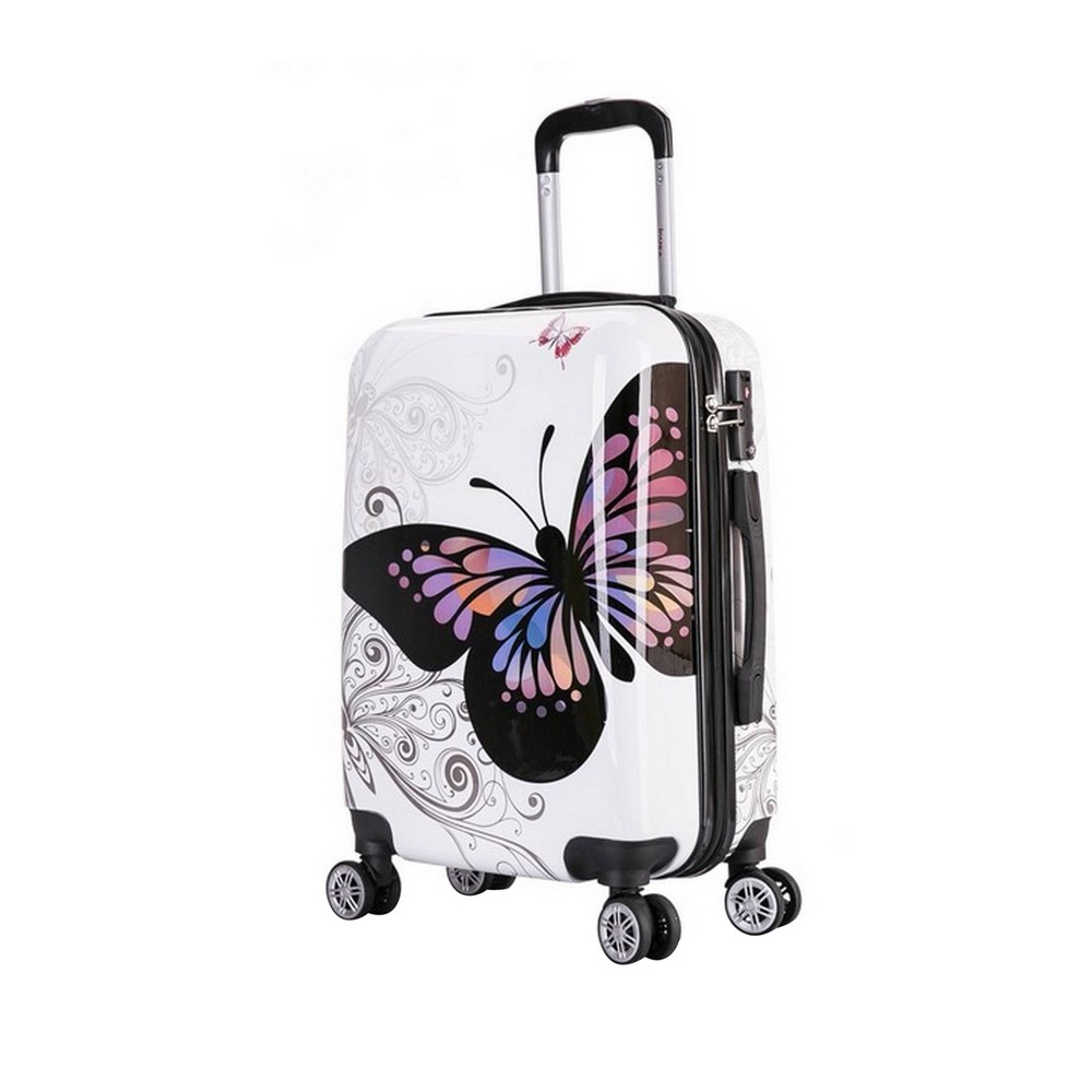 Photos - Luggage InUSA Lightweight Hardside Carry On Spinner Suitcase - Butterfly 
