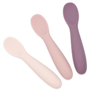 WeeSprout Baby Spoons for Self Feeding 6 Months +, Soft & Durable Silicone Utensils for Sensitive Gums & Teeth, 3 Pack + Carrying Case - 1 of 4