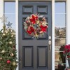 24" Pre-Lit Christmas Wreaths with Lights, Snowy Pinecone Bow Berry Decor, Indoor/Outdoor Christmas Wreath for Front Door Window Mantel Holiday Decor - 3 of 4