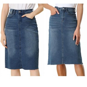 Allegra K Women's Casual High Waist Back Vent Short Denim Skirt 2 Packs - 1 of 4