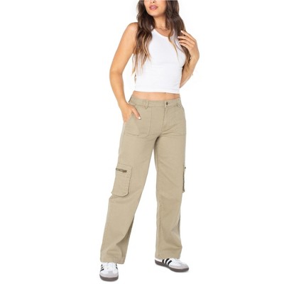 Celebrity Pink Womens Denim Wide Leg Cargo Jeans