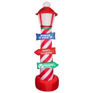 Itopfox 7ft Christmas Inflatable Lighthouse with North Pole Road Sign Built-in LED for Outdoor Yard Lawn Party Holiday Decor 1 Piece - 1 of 4