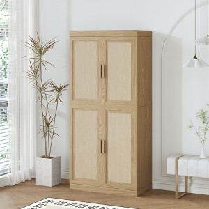 PexFix 67"x31"x16" Wood Accent Cabinet with Adjustable Shelves in Natural Color - 1 of 1