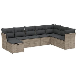 vidaXL 8 Piece Patio Sofa Set with Cushions - Gray - 1 of 4