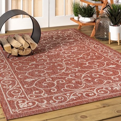 Red and Beige 4' x 6' Flat Woven Reversible Rug