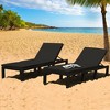 Tangkula 2PCS Adjustable Rattan Patio Chaise Lounge Chair Couch w/ Black & Turquoise Cushion - 2 of 4