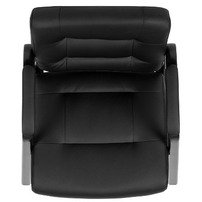 Black Leather Mid-Back Executive Reception Chair with Metal Frame