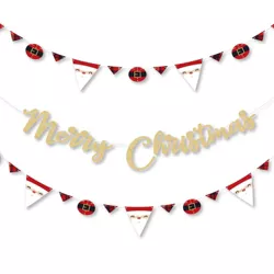Big Dot of Happiness Jolly Santa Claus - Party Letter Banner Decor - 36 Banner Cutouts and No-Mess Real Gold Glitter Merry Christmas Banner Letters