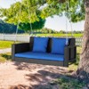 KTMBDW Patio Rattan Porch Swing for Courtyard & Garden, Heavy Duty 880 LBS Swing Chair Bench with Hanging Chains for Outdoors - 2 of 4
