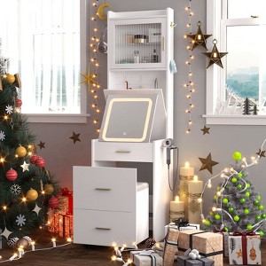 Karl Home Makeup Vanity Set with LED Lights and Power Outlets - 1 of 4