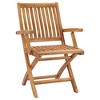 vidaXL Set of 2 Patio Chairs with Black Cushions - Durable Solid Teak Wood - 4 of 4