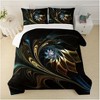 Boersma 3pcs Comforter Set, Modern Fashion Black And Golden Quicksand Floral Print Bedding Set, Soft Comfortable Duvet, Perfect For Bedroom - 3 of 4