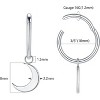 316L Stainless Steel Huggie Hoops with Moon Charm | Silver Dangle Earrings - 2 of 4