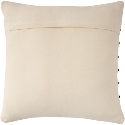 Handcrafted Black and Ivory Cotton Polyester Square Throw Pillow