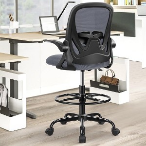 KERDOM Drafting Chair Tall Office Chair with Flip-up Armrests Executive Ergonomic Computer Chair, Dark Gray - 1 of 1