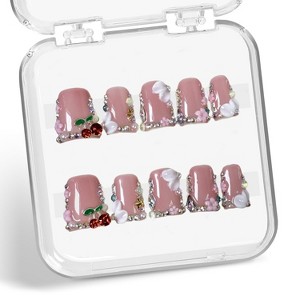 LOVELAY CREATIONS Duck 3D Rhinestone Press-On Nails with Cherry Pearls - 1 of 4