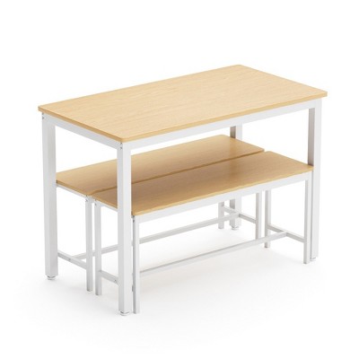 Ridstar Dining Table Set with 2 Dining Benches For Dining Room-Natural