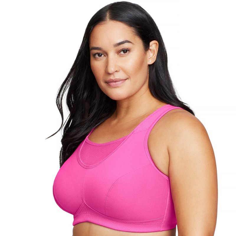 Glamorise Womens No-Bounce Camisole Sports Wirefree Bra 1066 Rose Violet, 3 of 6