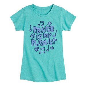 Girls' - Instant Message - Praise Is My Playlist Fitted Short Sleeve Graphic T-Shirt - 1 of 4