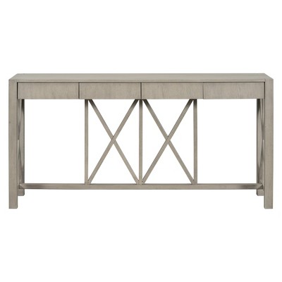 Luxystar 60'' Console Table with 4 Spacious Drawers, Open Bottom Storage for Living Room and Hallway, Grey
