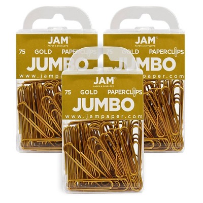 JAM Paper Jumbo Smooth Paper Clip Gold 3/Pack (21832060B)