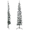vidaXL Christmas Tree Decoration Slim Artificial Half Xmas Tree with Stand - White and Green 82.7" - 4 of 4