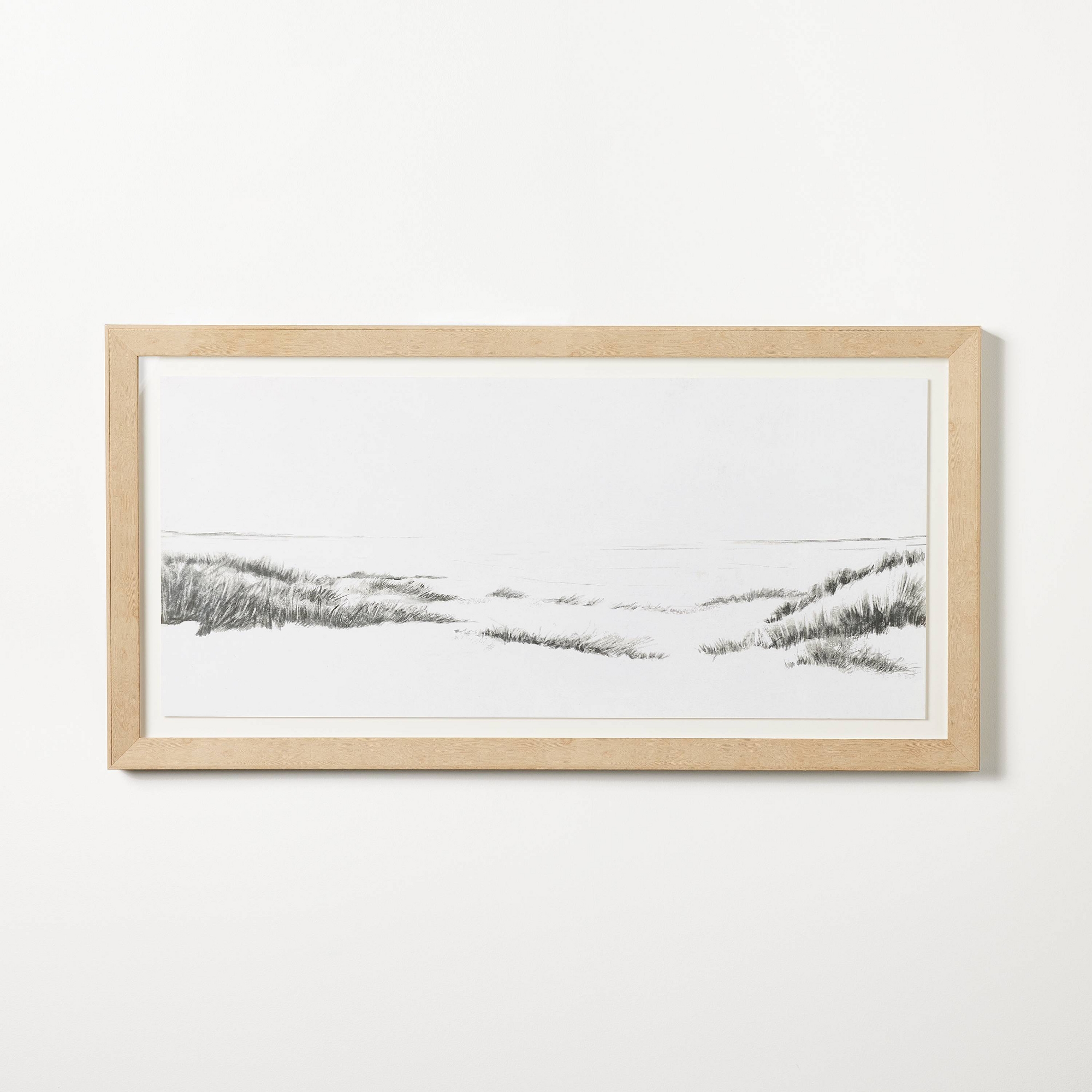 47"x24" Grassy Beach Dune Floated Paper Framed Under Plexiglass Wall Art - Threshold™ designed with Studio McGee: Modern Lithograph