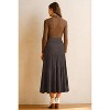 Women's Wool Blend A-Line Long Skirt with Wide Elastic Waistband & Flow Pleats Coffee - 4 of 4