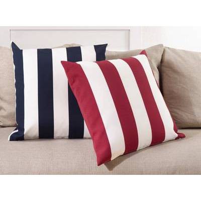 17" Navy and White Striped Square Throw Pillow