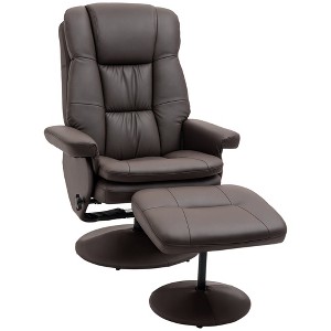 Aghana Digitals Brown PU Leather Swivel Recliner Set with Ottoman, 135° Recline, Padded Cushions & - 1 of 4
