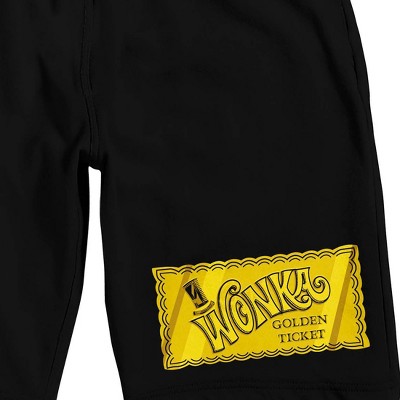 Men's Black Knit Graphic Sleep Shorts with Golden Ticket Print