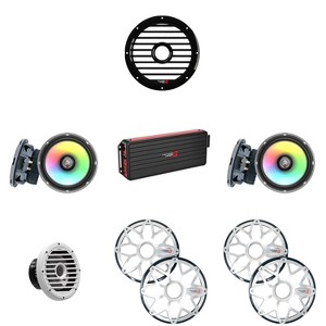 Cerwin Vega 5 Channel Amplifier with (2) Pair RPM Stroker 6.5 Black/Stainless and RPM Black 10" Subwoofer - 1 of 4