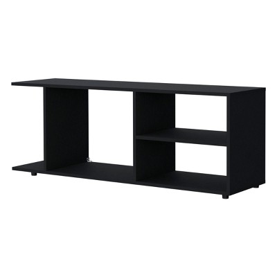 Syemin TV Stands and Consoles Sleek TV Rack Black Open Storage Fits Modern Living Rooms Adds Bold Vibe, Black, 49.61"*15.35"*3.15"