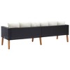 vidaXL 3-Seater Patio Sofa with Cushions Poly Rattan Black - 4 of 4