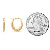 10k Gold Floral U Shaped 15mm Huggy Hoop Earrings - 3 of 4