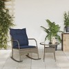 vidaXL Patio Rocking Chair with Cushions Gray Poly Rattan - 3 of 4