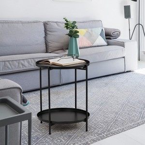 Maggift Patio End Tables, Modern Decorative Side Tables, Stylish Design for Patio, Living Room, Indoor and Outdoor Use, Black, 16.1"*16.1"*20.1" - 1 of 4