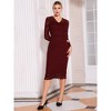 INSPIRE CHIC Women's Floral Lace V Neck Long Sleeve Cocktail Wedding Bodycon Dress - 2 of 4