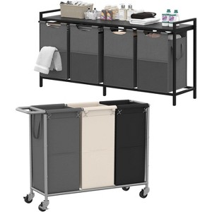 Heybly Laundry Hampers, 126L Laundry Basket with 3 Section Pull-Out Rolling Bags - 1 of 2