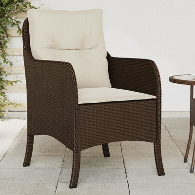 vidaXL Patio Chairs with Cushions 2 pcs Brown Poly Rattan