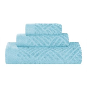 Basketweave Luxury Cotton Jacquard 3 Piece Assorted Towel Set by Blue Nile Mills - 1 of 4