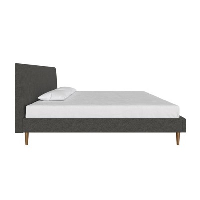 Serene Luxe King-Size Dark Gray Linen Upholstered Bed with Tufted Headboard