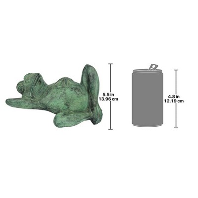 Emerald Verde Bronze Spitting Lazy Frog Garden Statue
