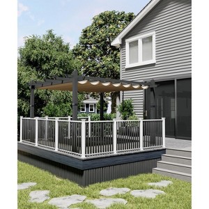 Garvee 10x13ft Aluminum Pergola with Adjustable UV Waterproof Canopy Rust Resistant Frame Blue Curtains Easy Assembly - 1 of 4