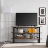 Triple Shelf Metal X-Accent TV stand with Gray Oak Wood Shelves - Henn&Hart - 4 of 4